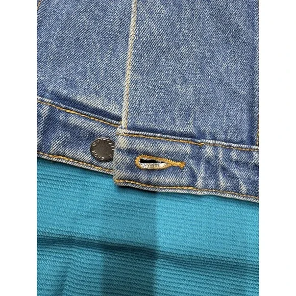 Vintage WHITTALL & SHON Denim Vest Animal Print Patchwork Leopard Zebra Size M - Picture 10 of 12